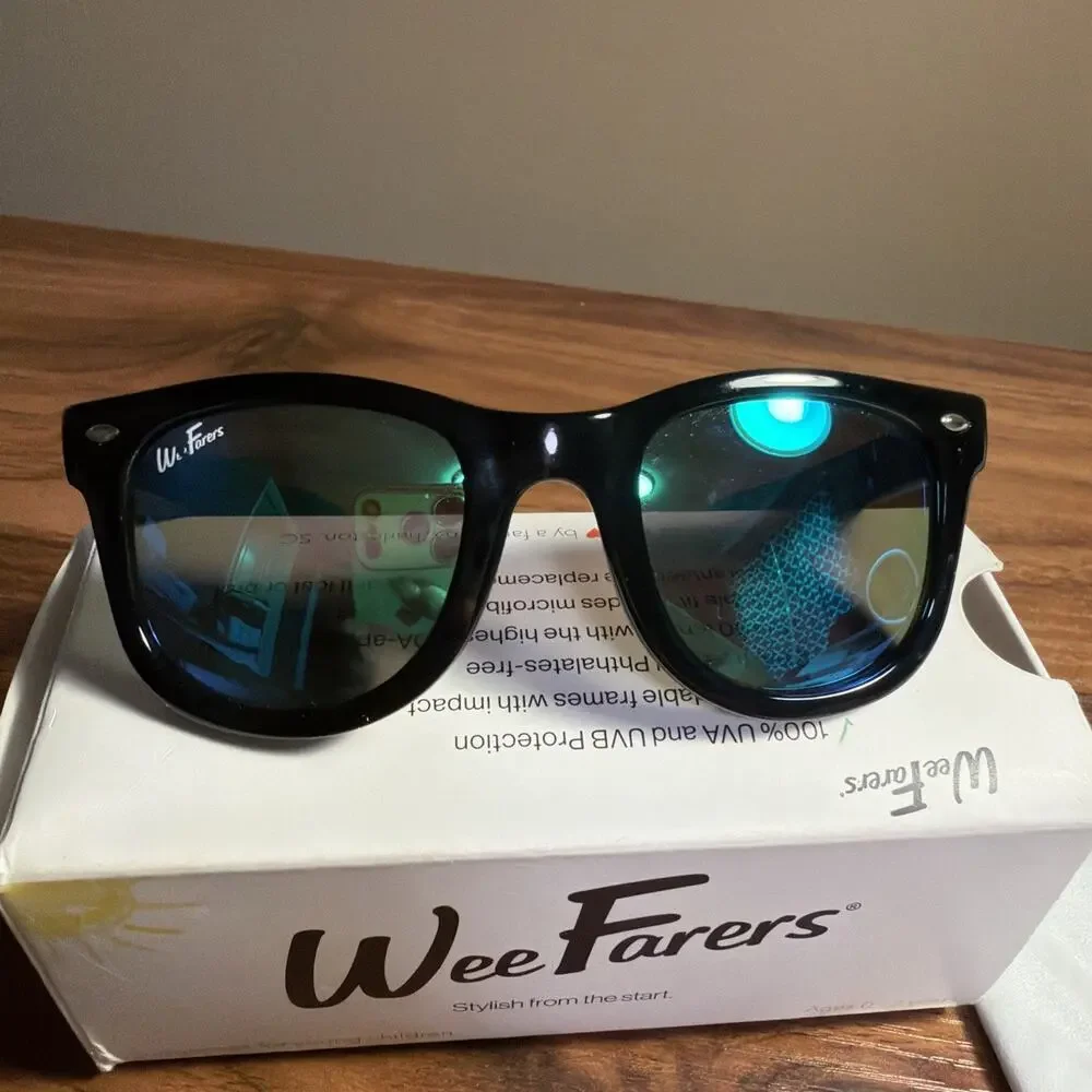 WEEFARERS Original Black/multi Sunglasses 0-2Years Rubber Holder, Bag.